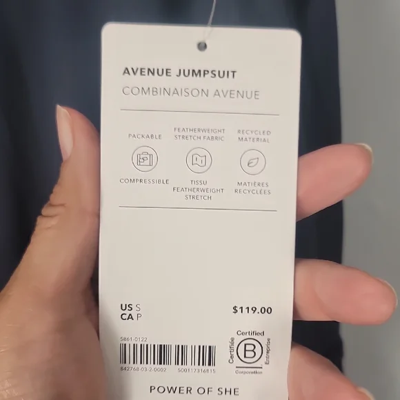 Athleta Avenue Navy Blue V-Neck Wide-Leg Jumpsuit - Picture 7 of 9